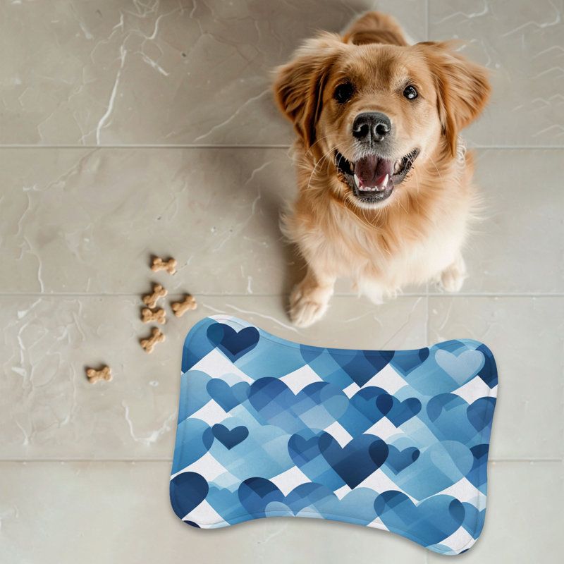 Heart Patterns - 1 Piece Bone Shape Feeding Mat