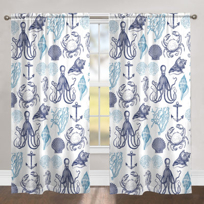 Navy Coastal Sheer Curtain Single Panel