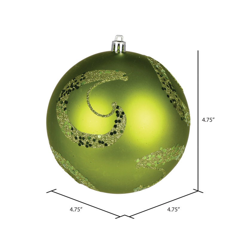 Ornement boule mat à paillettes, Lime, 4