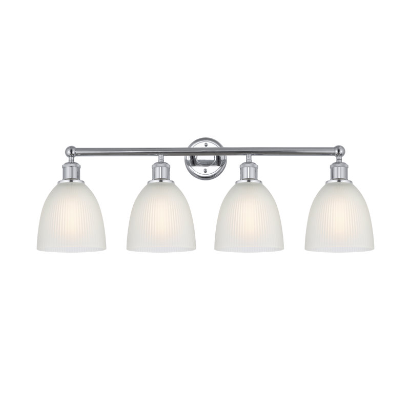 Éclairage pour meuble-lavabo 4 lumières 33 pouces Philomene, Blanc, Chrome poli