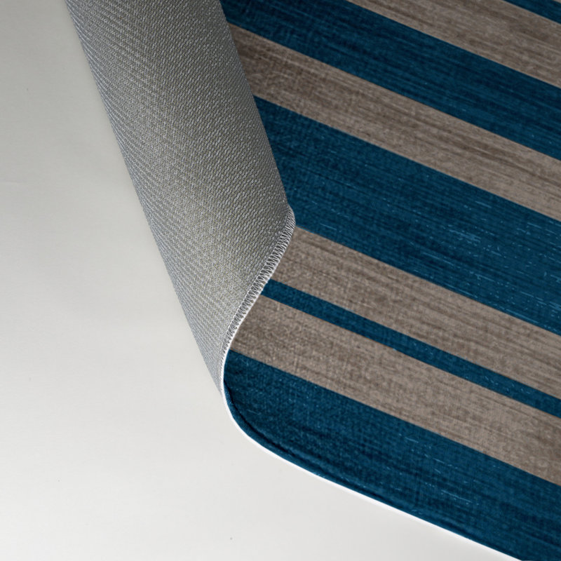 Tapis intérieur / extérieur vert HorizontalStripes, Rectangle 5 pi x 7 pi