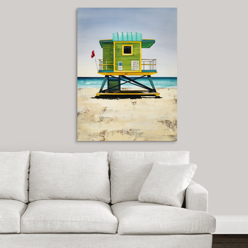 « lifeguard on duty ii », peinture sur toile, Toile tendue, H 40 po x l 30 po x p 1,25 po