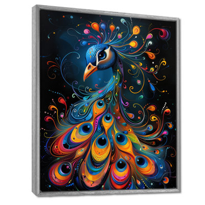 Portrait hypnotisant de paon sur fond noir II - paon, art mural