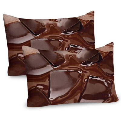 Ambesonne Chocolate Pillow Sham 2 Pack Melting Chocolate Pieces Dark Brown