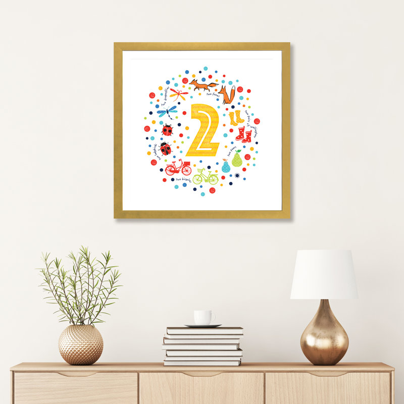 2 - Impression d'art graphique, H 24 po x l 24 po x p 1 po, Papier encadré doré, Blanc