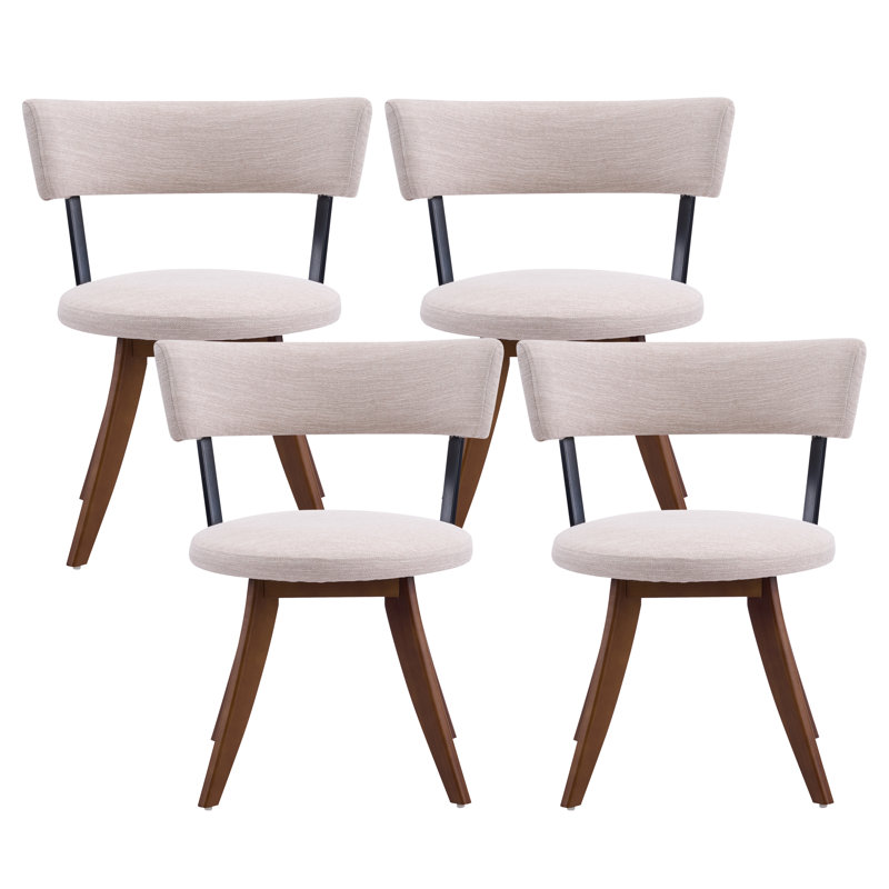 Chaises de salle à manger rembourrées Skara, 4, Coussin beige / structure en noyer