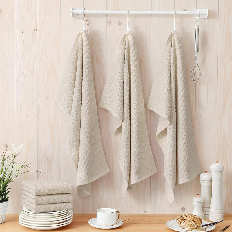 Torchons 100% coton éponge doux et super absorbants, torchon réutilisable de 380 g / m² avec boucle de suspension, grille d'ananas conçue