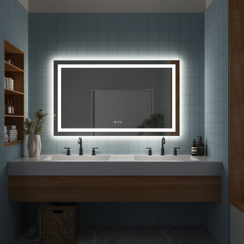 Coben Lighted LED Mirror with Defogger, Dimmer & Adjustable Color Temperature, 60'' H x 36'' W