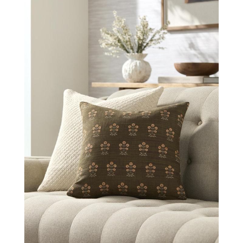 Tarpon  Accent Pillow Cover, Pillow Cover Only - No Insert, Square 18", Brown/Pink/Cream/Green