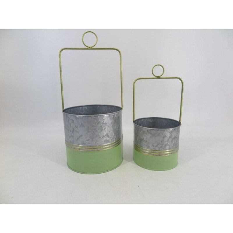 Karalyn Metal Hanging Planter, Green