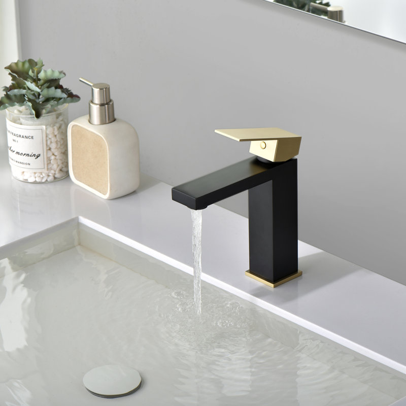 Single-handle Bathroom Faucet, Black/Gold