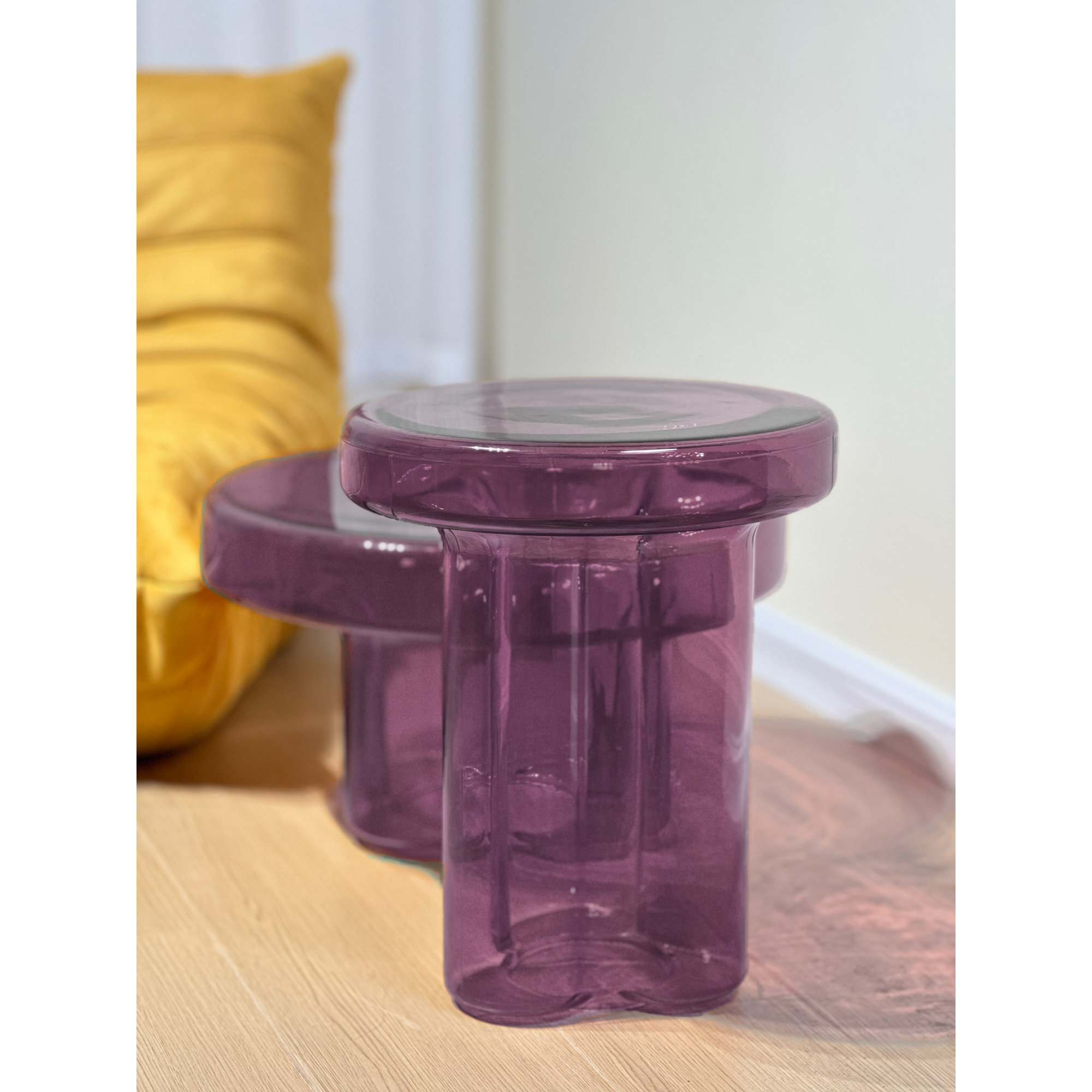 Glass End Table, Light Purple