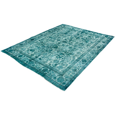 Cashawn One-of-a-Kind 9'10" X 12'10" 1980s Wool Area Rug in Teal