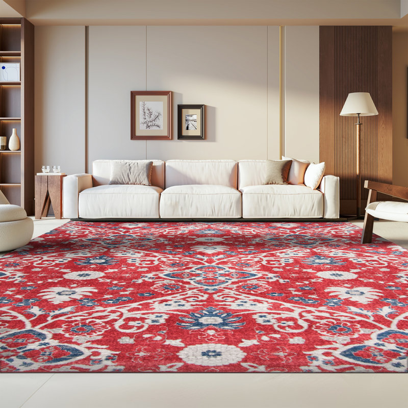 Evart Southwestern Red/Ivory Area Rug, Rectangle 8' x 10'