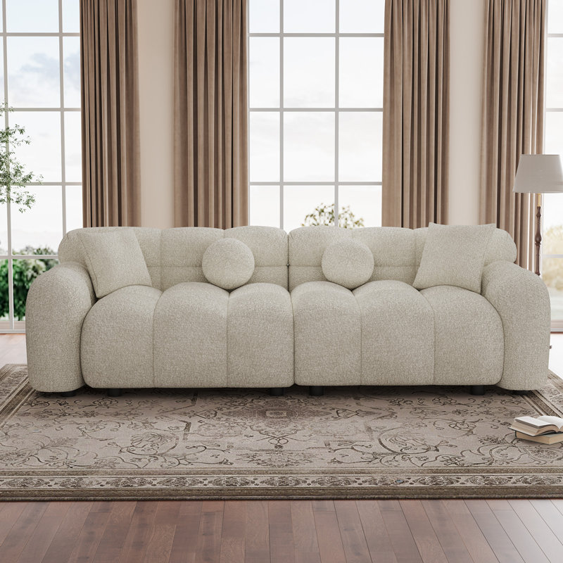 Canapé rembourré 87,3 po Oumy, Polyester beige