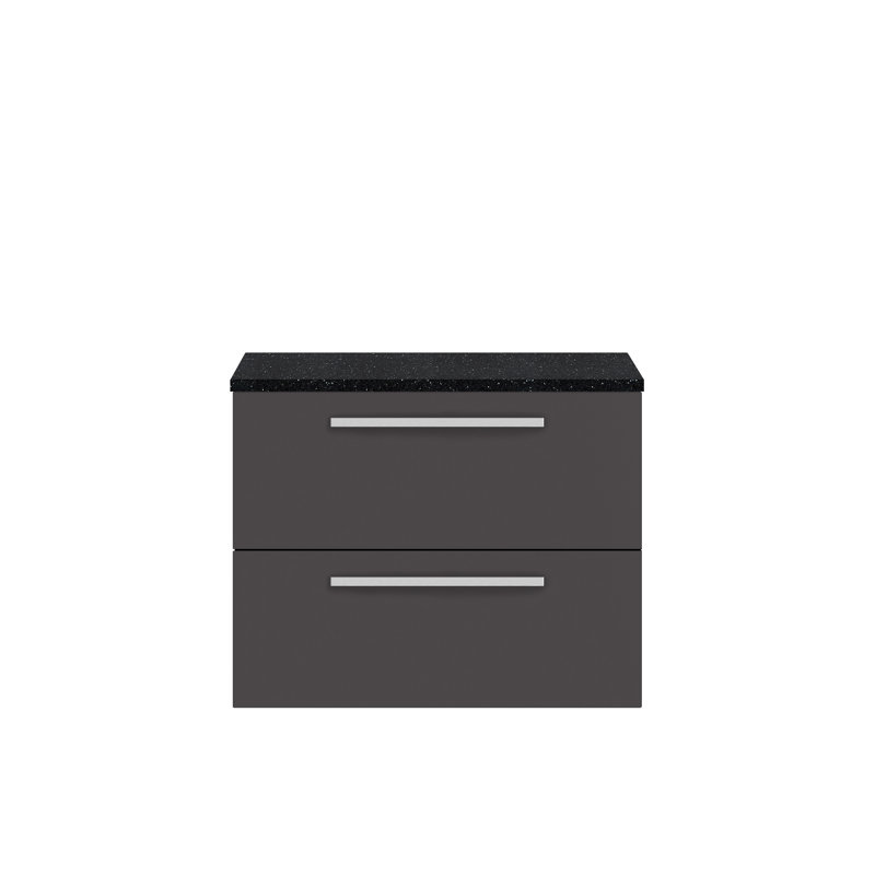 Quartet 72.3cm Single Bathroom Vanity Base Only, Black/Dark Grey