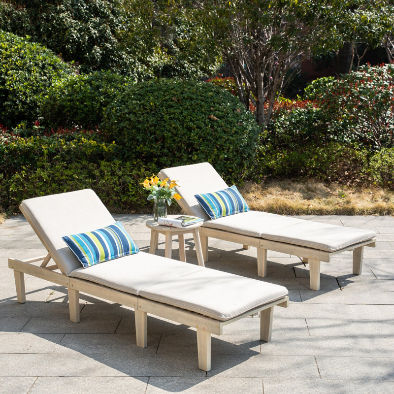Sadir 200cm Long Acacia Sun Lounger, 2