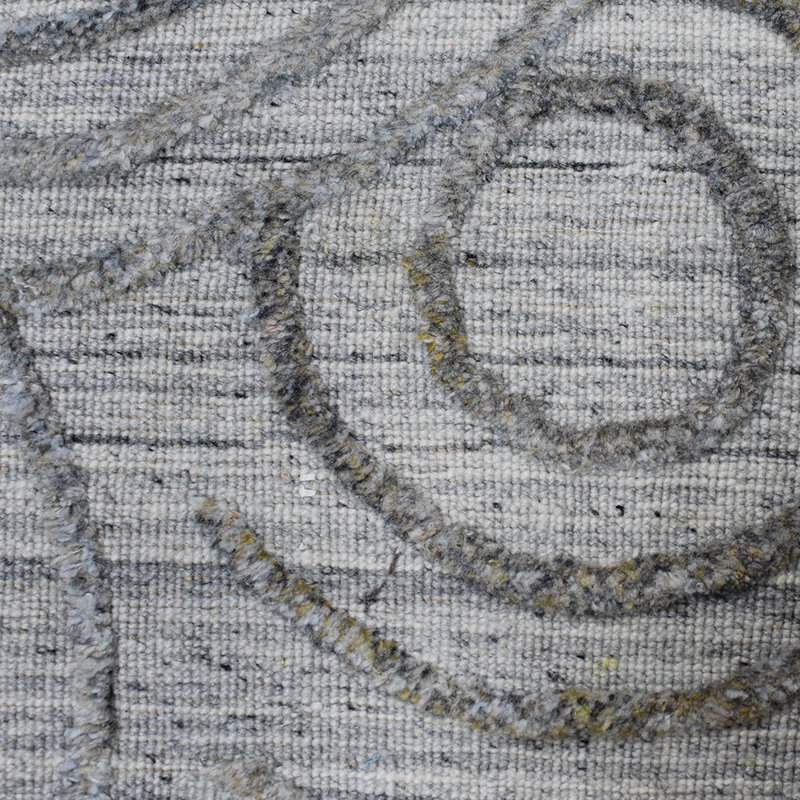 Hand Woven Overtufted Kilim Geometric Polypropylene Light Gray Rectangle Indoor Area Rug, Rectangle 3' x 5'