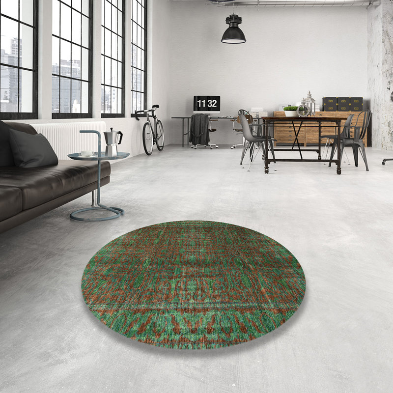 Tapis oriental brun / vert Veedersburg, Rond 7 pi
