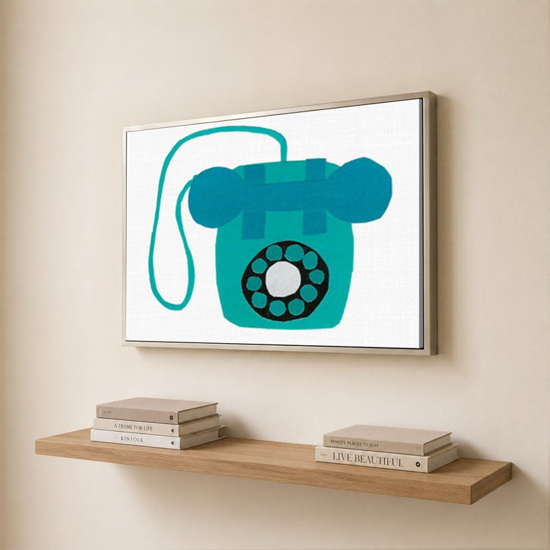 «Retro Téléphone Blue» par Jen Bucheli - Impression sur toile