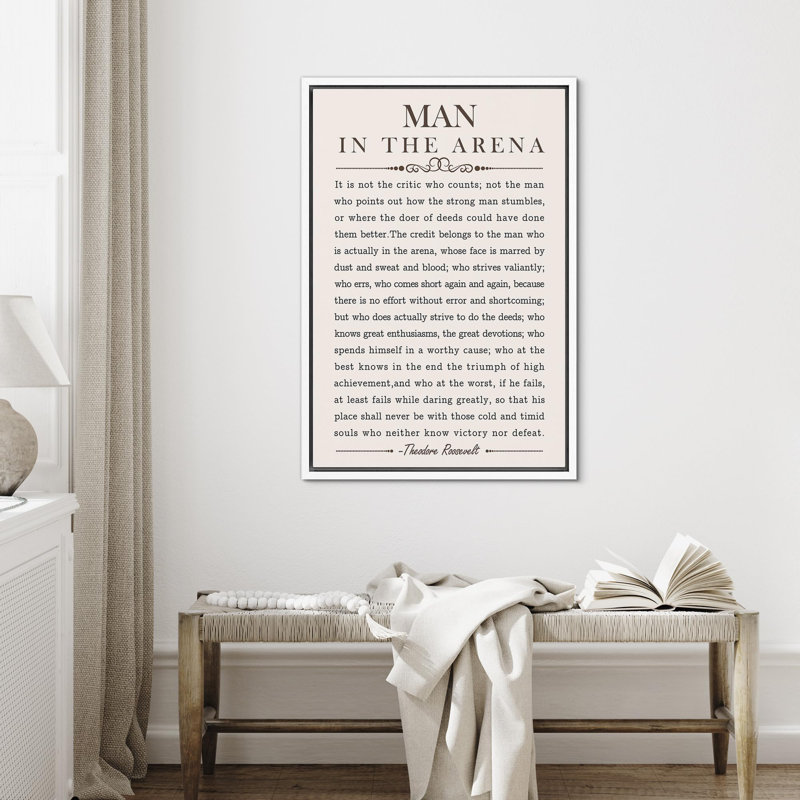 Man In The Arena' Speech By Theodore Roosevelt Artwork, Inspirational Words Wall Pictures, Large Framed Canvas Giclee Print Wall Art