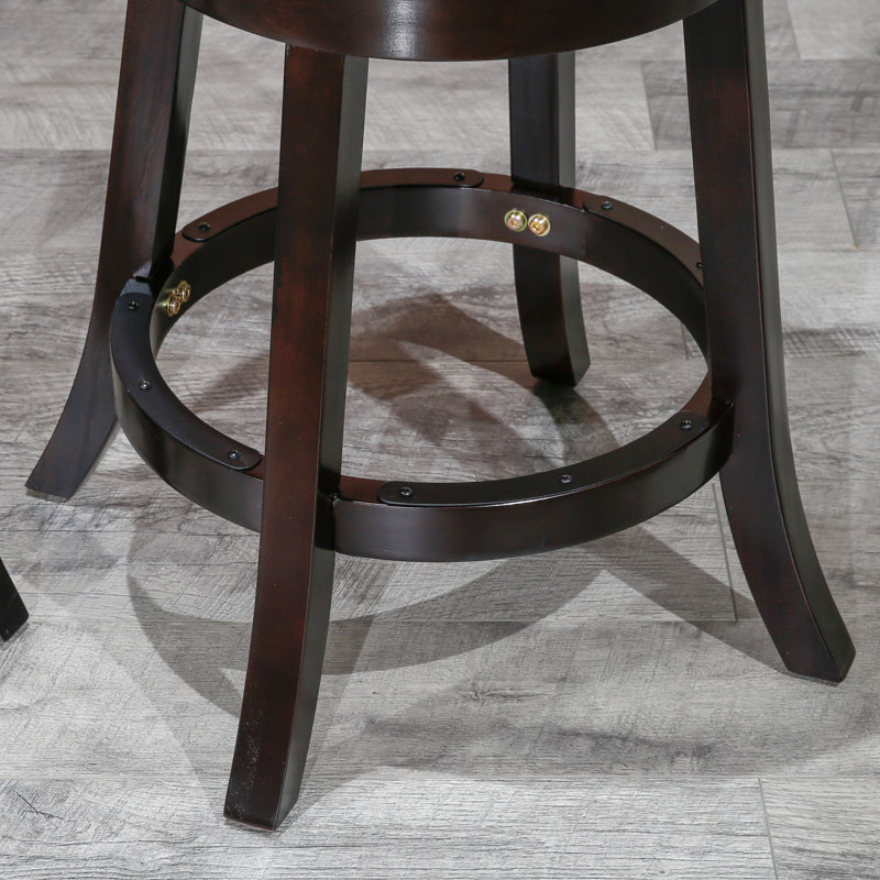 Tabouret de bar de 30 po, finition et tissu beige, siège pivotant, structure en bois franc pour une stabilité et une finition effet lustré, fabrication en tissu confortable