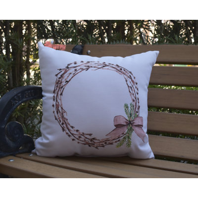 Housse et insert de coussin d'extérieur carré Winter Sprig of Green