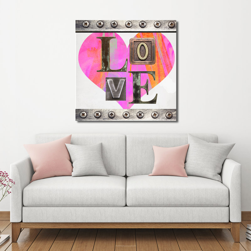 «Love», reproduction d'impression sur toile encadrée, H 36 po x l 36 po x P 1,5 po, Toile tendue