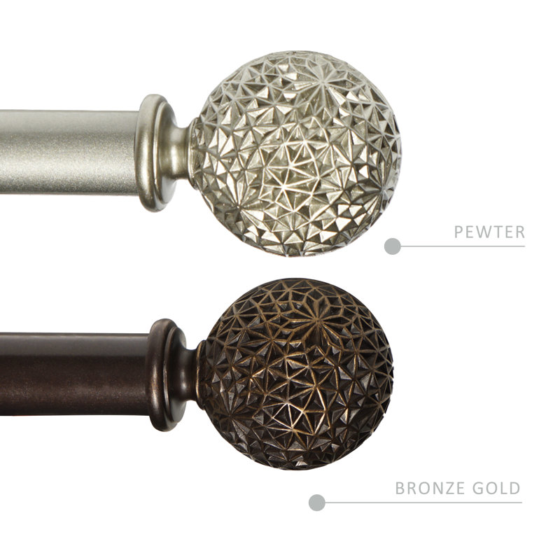 Tringle à rideau simple Seral réglable de largeur totale x 1 po de diamètre, Étain, 84" - 120"
