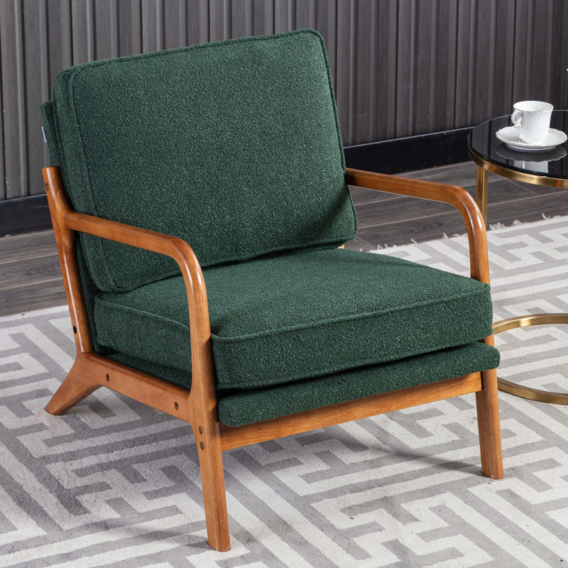 Upholstered Armchair, Boucle Green