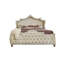 Ensemble de chambre pour très grand lit, tapissier, ivoire, brun, 3 pièces avec 2 tables de chevet