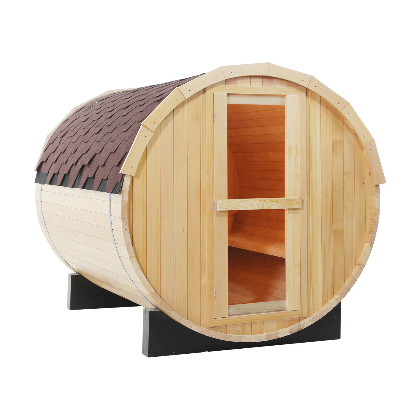 Anyi 4Person Canadian Hemlock Barrel Sauna Wayfair