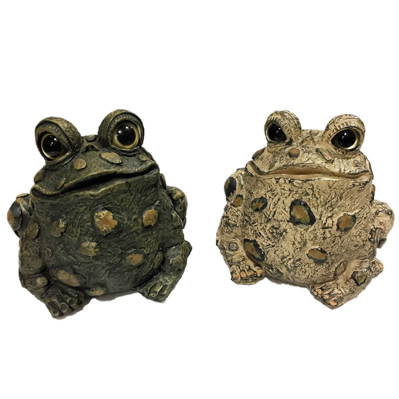 Statue de jardin fantaisiste crapaud «Stretch», 5.5'' H X 6'' W X 5'' D, Brown/Green, 2