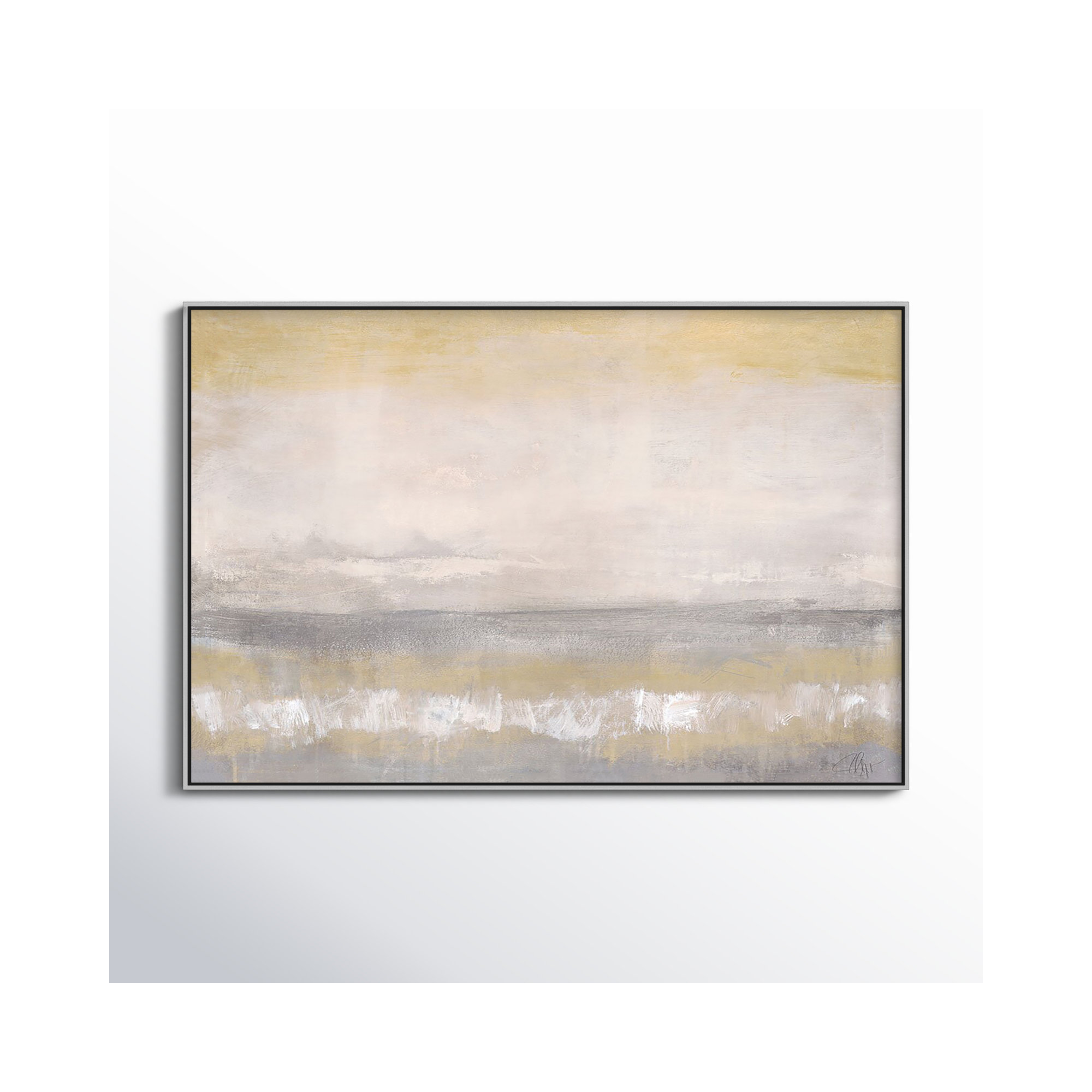 Morning Calm 2 - Floater Frame Painting Print on Canvas, 41" H x 61" W x 2" D, Silver Framed