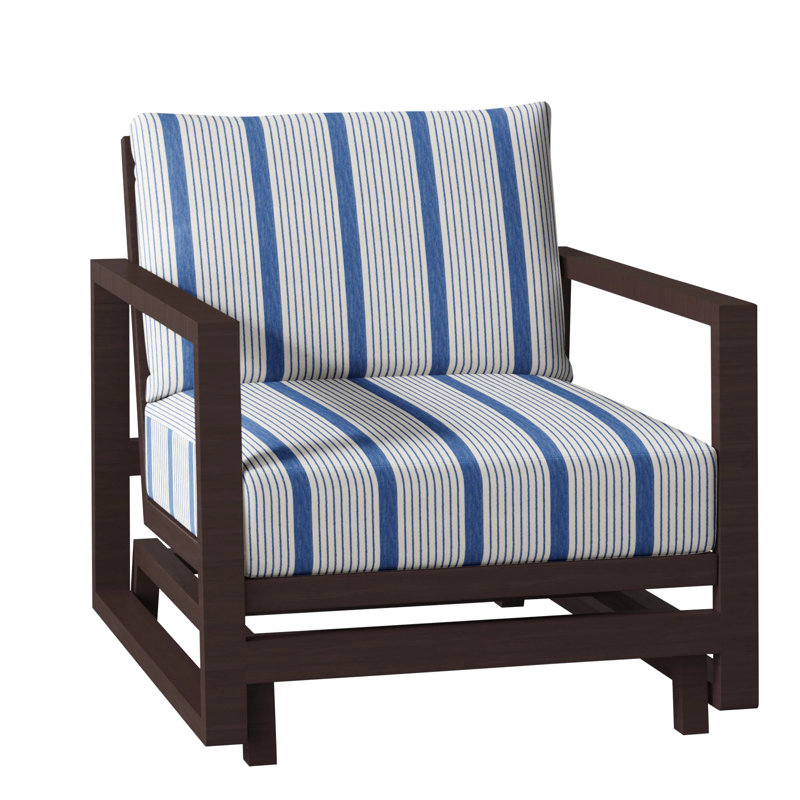 Avondale Patio Lounge Chair with Cushions, Cabana Stripe Midnight, Chalk, No Welt