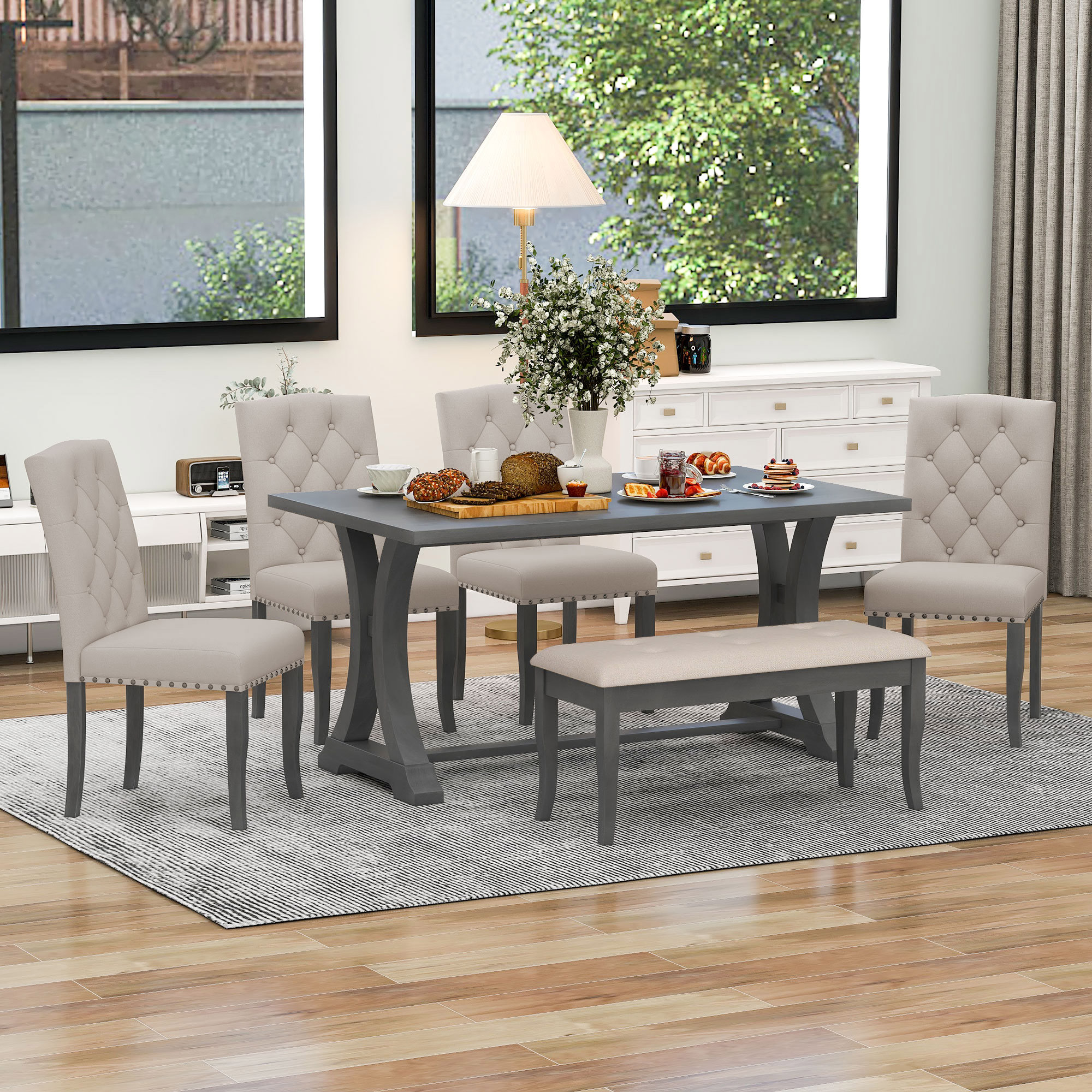 Farmhouse bench table discount set