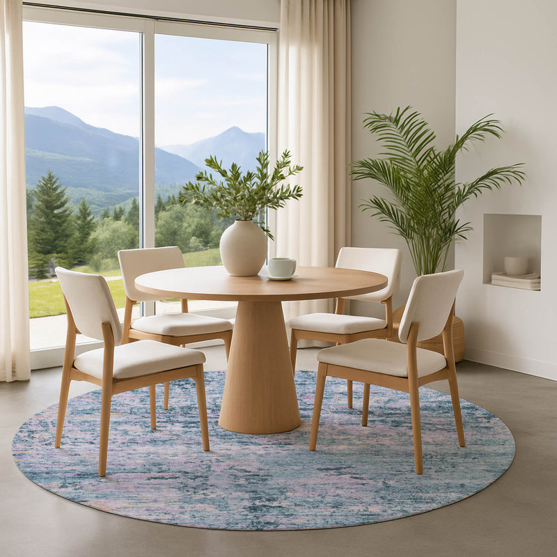 Premium Machine Washable Lubbers AMF1723 Modern Rug, Round 8'