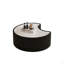 Table basse moderne en cuir fritté clair avec dessus en pierre et forme irrégulière pour le salon (chaque table a un motif unique)-1656048444