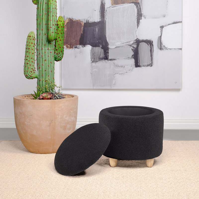 Repose-pieds rond avec rangement en tissu de forme ronde