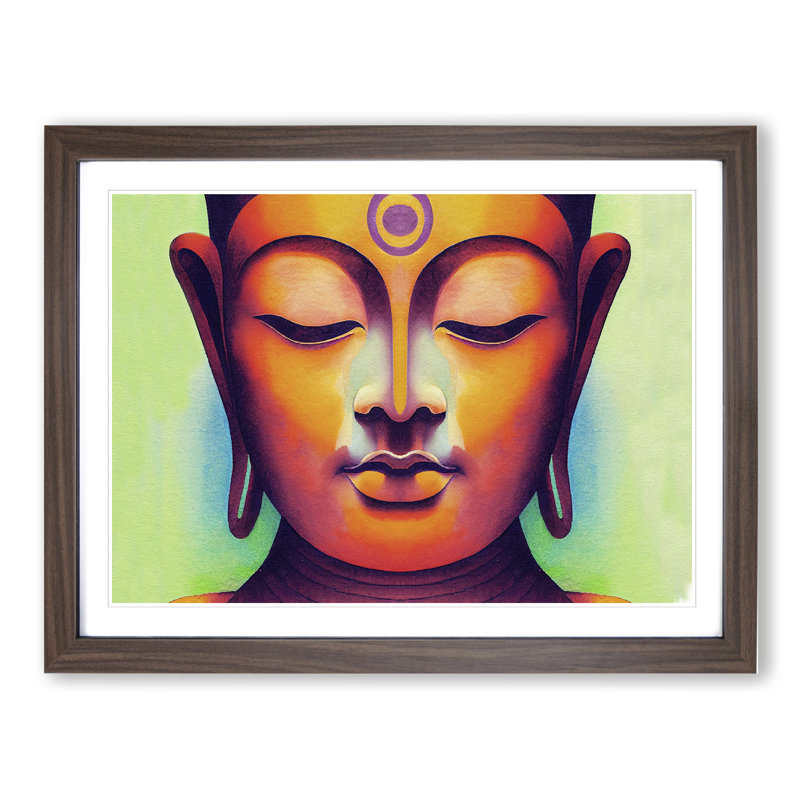 Watercolour Buddha Vol.1 1 Piece Wall Art, 25cm H x 34cm W x 2cm D, Walnut Framed