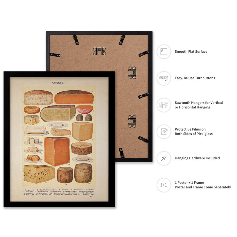 Fromage, Cadre noir, Affiche, H 08 po x l 10 po