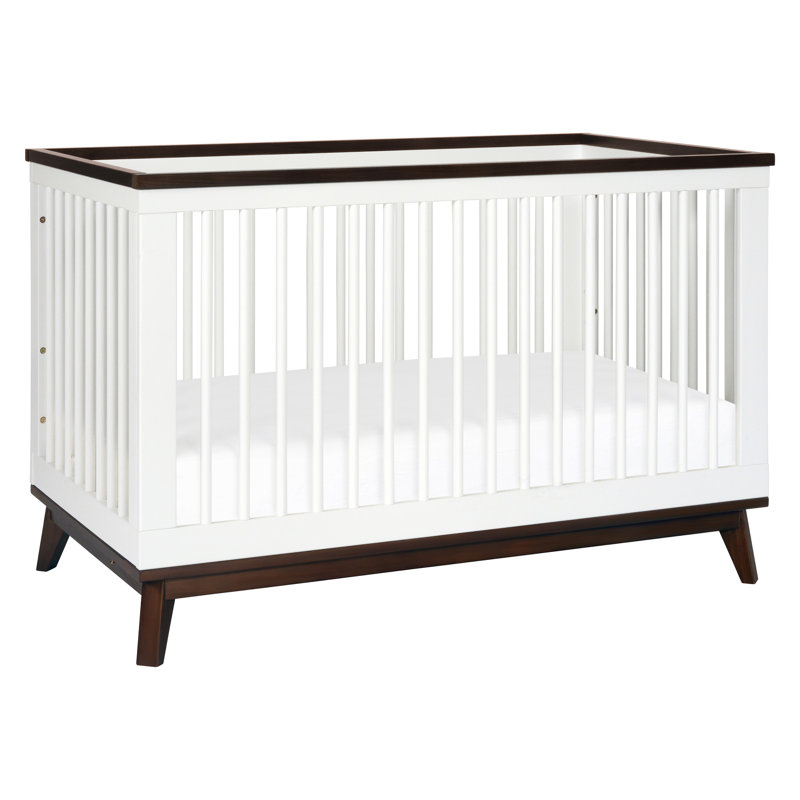 Scoot 3-in-1 Convertible Crib, White/Walnut