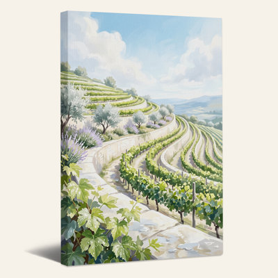 Art mural sur toile en pierre avec terrasses de vignes