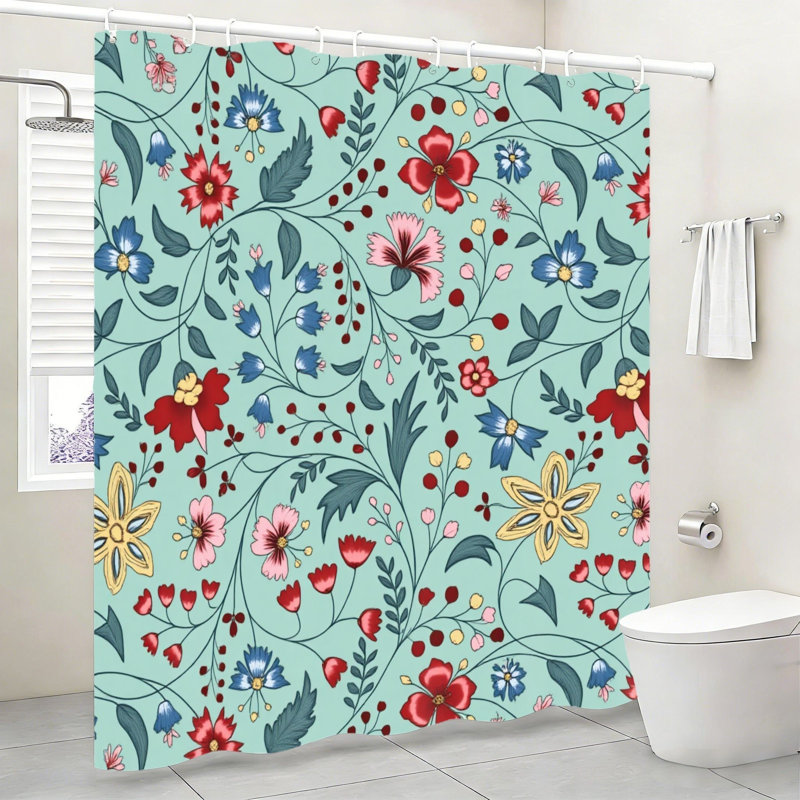 Rideau de douche à motif floral rétro vintage 72 x 72 pouces