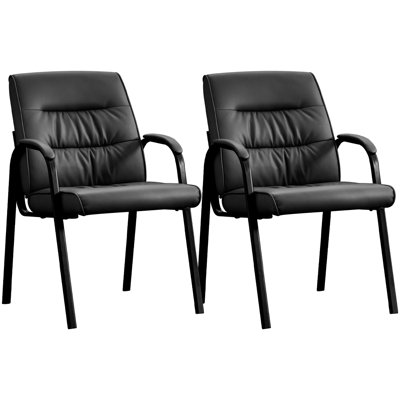 Ensemble de 2 chaises de réception pour bureau, chaises de salle de conférence, ensemble de 2 chaises pour salle d'attente, chaise de bureau moderne en cuir sans roulettes.
