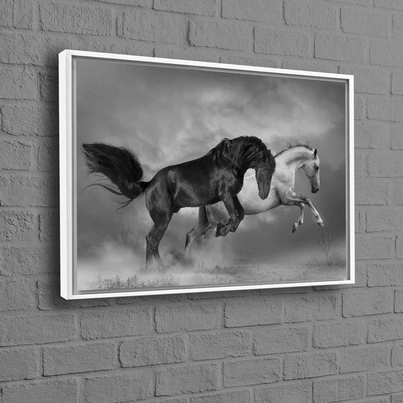 Art mural surdimensionné en toile de coton avec motif de chevaux de course 3D dynamiques, idéal pour les espaces loft et la décoration intérieure sur le thème des animaux