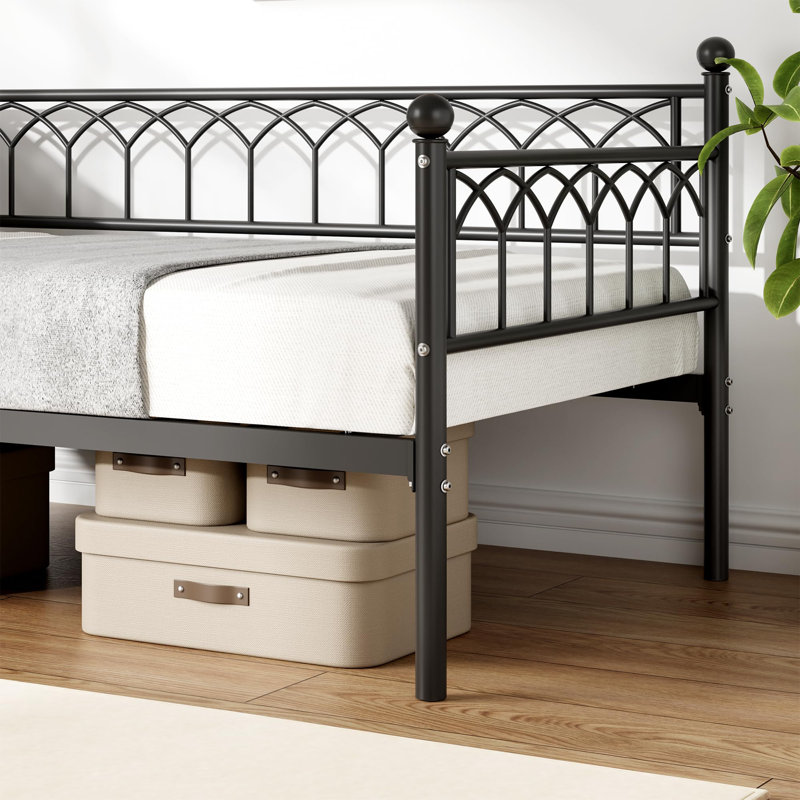 Twin Size Heavy Duty Metal Daybed Frame with Steel Slat Support, Space-Saving Sofa Bed for Living Room, Bedroom or Apartment, No Box Spring Needed - Black (Daybed Only)