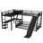 L-Shaped Metal Bunk Bed (Top bed: twin, bottom bed: full ) with Twin Loft Bed, Triple Metal Bunk Bed with Loft, Desk, Storage Shelves & Slide, Space-Saving, Black-1762939897