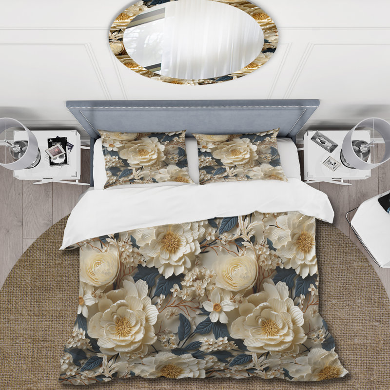 Radiant Lace Inspired Floral Botanics IV - Ensemble de housse de couette à motif floral