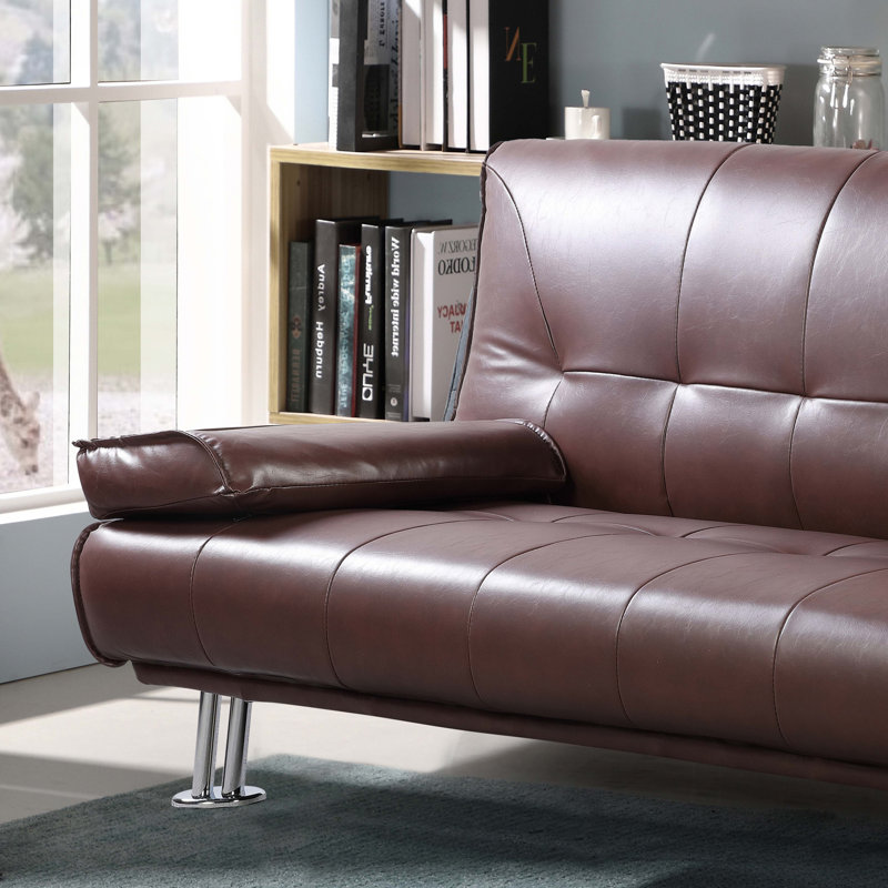 Bendiks 3 Seater Faux Leather Sleeper, Brown